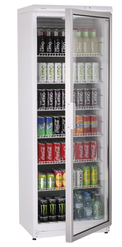 KBS Kühlschrank (mit Glastür), Stahl, Kunststoff und Glas, Weiß, 0,23kW, 230V, 350L, 600x600x1730mm (CD 350)