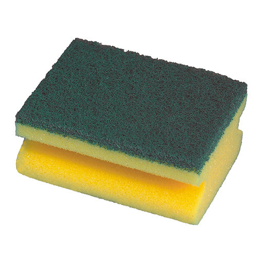 Papstar 20x 2 Topfreiniger, Schwamm eckig 4,3 cm x 9 cm x 6,8 cm gelb/grün mit Griffrille, kratzend