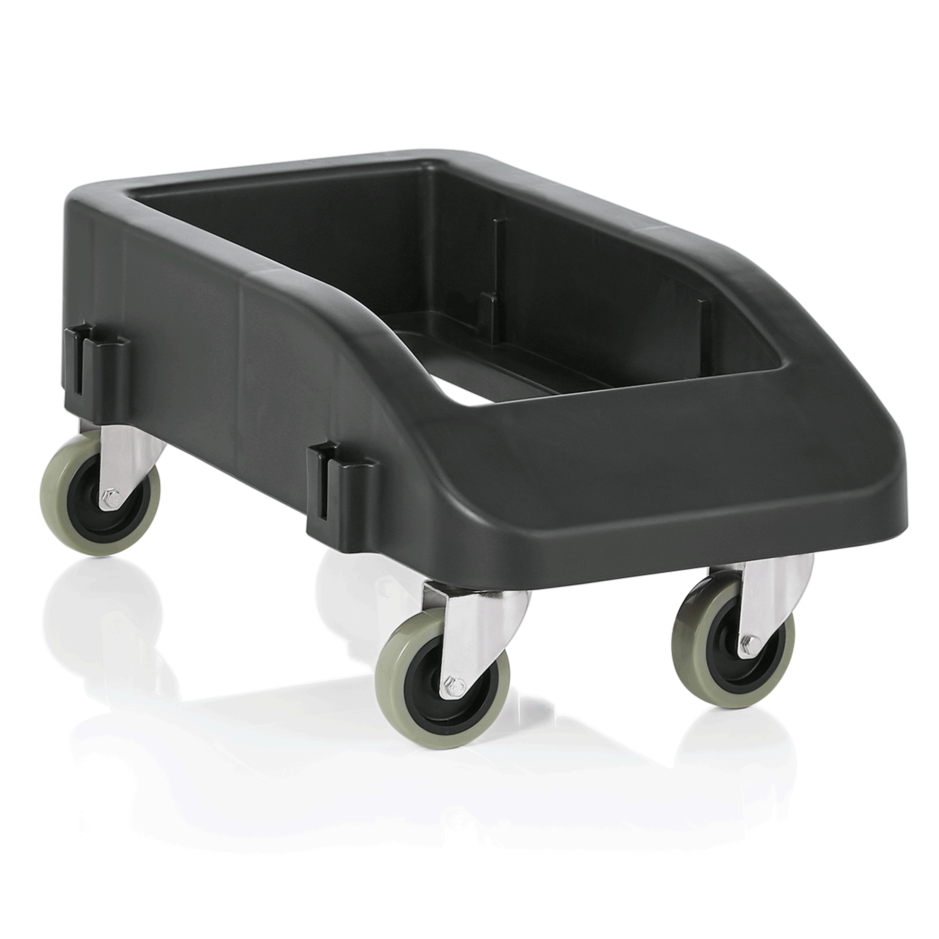 WAS Germany 1x Transporttrolley (Für Abfallbehälter, MH105588), Polypropylen, Schwarz, 58x28x22cm (9227751)