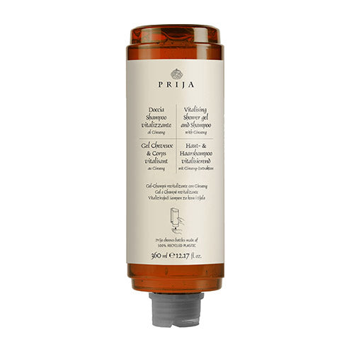Papstar 18x Haut- & Haarshampoo "Prija" 360 ml "vitalisierend" mit Ginseng-Extrakten, für Cysoap Drückspender