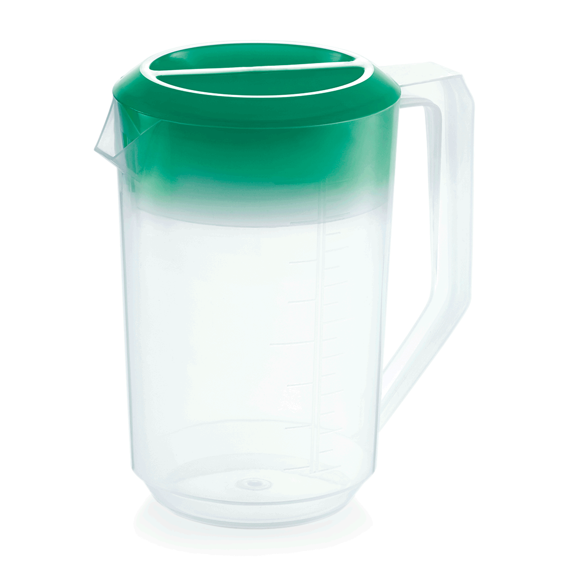 WAS Germany Kanne (mit grünem Deckel), Polypropylen, Transparent, Skalierung: 100ml, Inhalt: 1,8L, Durchmesser: 12,5cm, Höhe: 20,5cm (9306181)