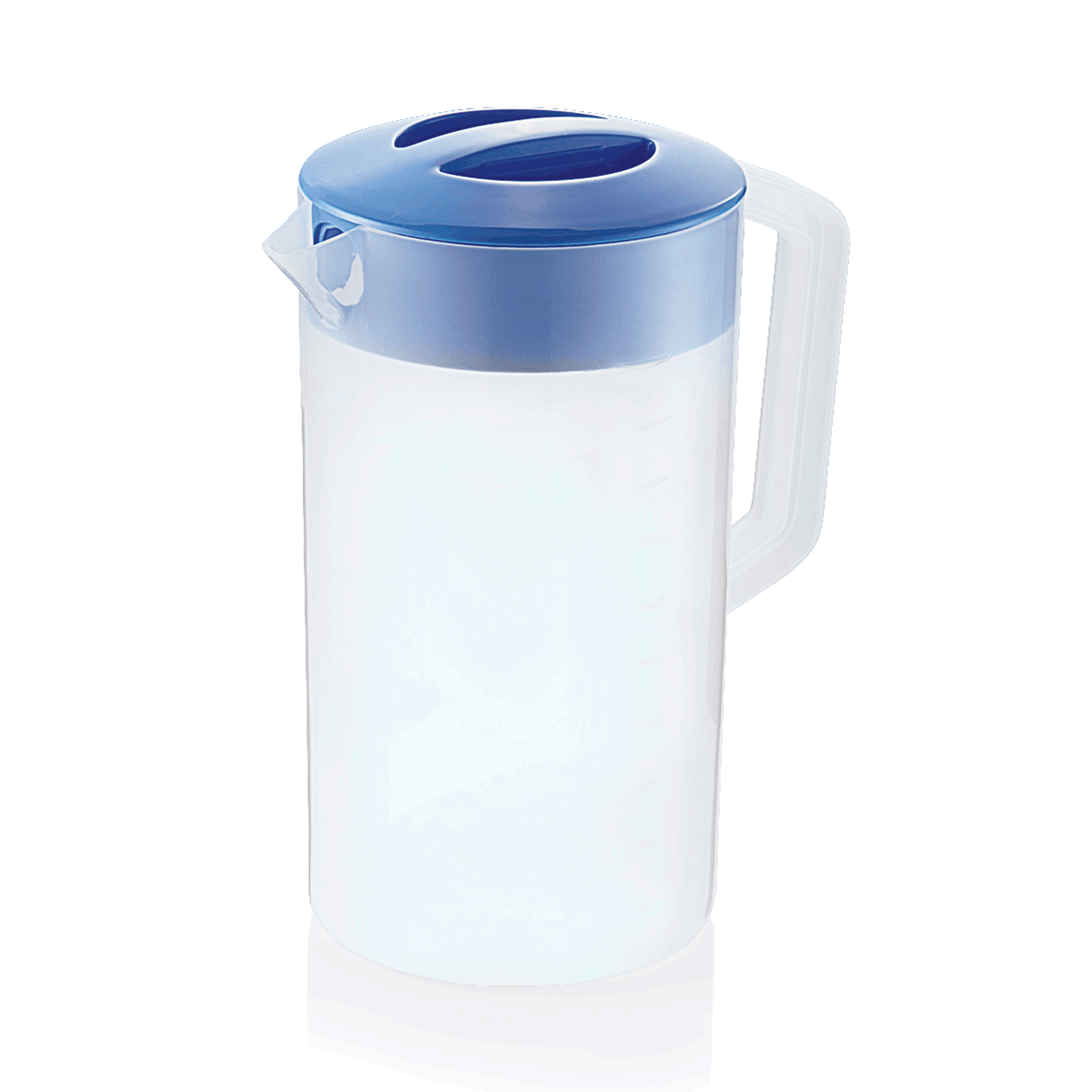 WAS Germany Kanne (mit blauem Deckel), Polypropylen, Transparent, Skalierung: 250ml, Inhalt: 2,5L, Durchmesser: 12,5cm, Höhe: 25cm (9306250)