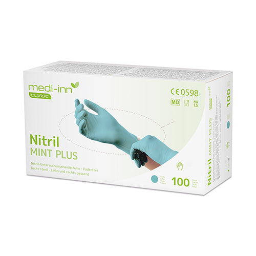 Papstar 10x 100 "Medi-Inn® Classic" Handschuhe, Nitril puderfrei mint "Nitril Mint Plus" Größe S