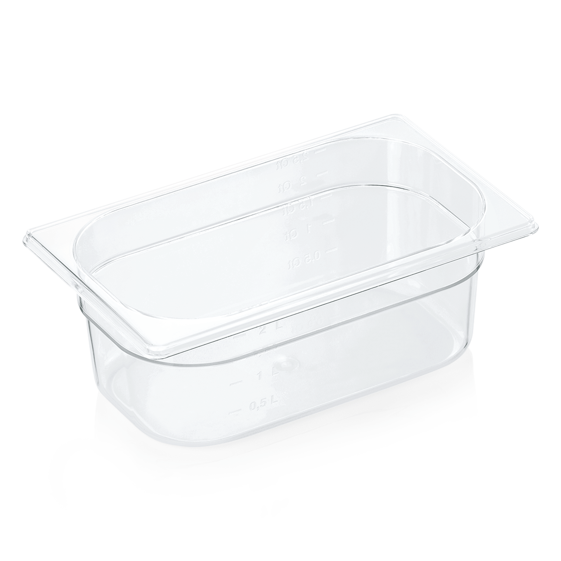 WAS Germany GN Behälter 1/4 mit Skalierung, Serie: GN 94, Polycarbonat, Höhe: 100 mm, 2,6 Liter (9414100)