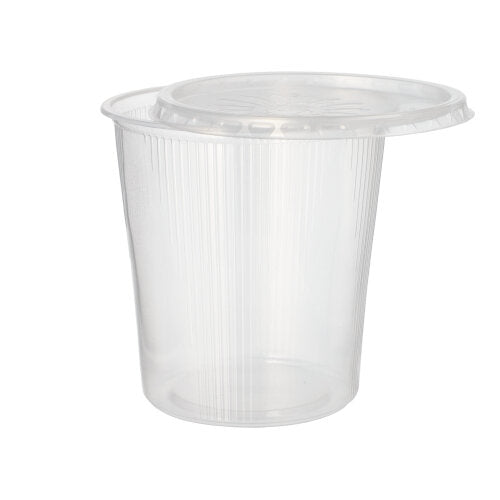 Papstar 5x 50 Verpackungsbecher mit Deckel, PP rund 500 ml Ø 10,5 cm · 10,4 cm transparent