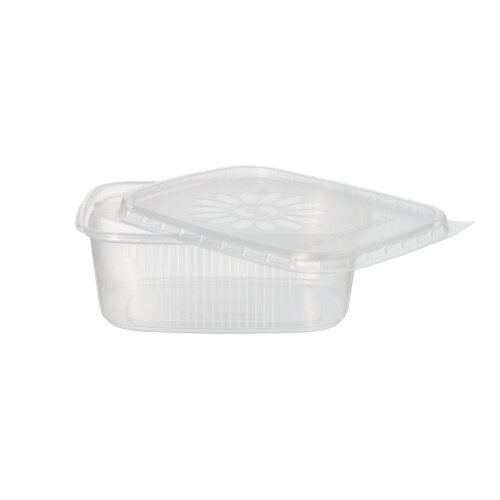 Papstar 5x 50 Verpackungsbecher mit Deckel, PP eckig 200 ml 4,4 cm x 8,9 cm x 11,4 cm transparent