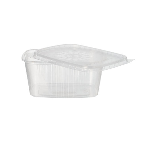 Papstar 5x 50 Verpackungsbecher mit Deckel, PP eckig 250 ml 5,1 cm x 8,69 cm x 11,4 cm transparent