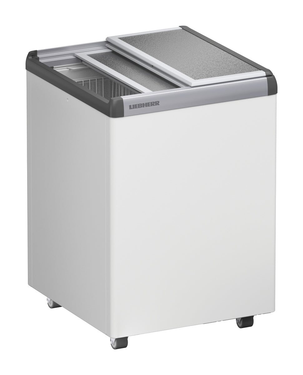 Gefriertruhe (mit Aluminium-Schiebedeckel), Stahl und Aluminium, Weiß und Silber, 0,365kW, 230V, 142L, 625x660x825mm (EFE 1500)