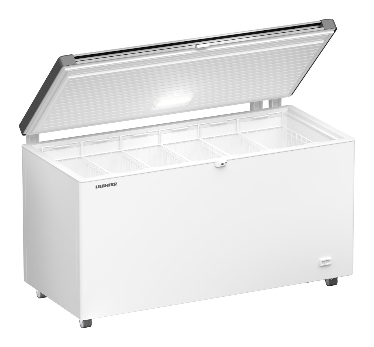 Gefriertruhe (mit Hebedeckel), Stahl und Edelstahl, Weiß und Silber, 0,717kW, 230V, 404L, 1465x710x825mm (EFL 4656)