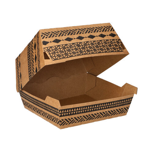 Papstar 320x Burgerboxen "Maori", Pappe, Braun, 14,8x13,2x5,9cm