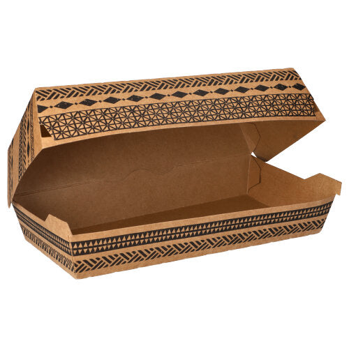 Papstar 1x 300 Baguetteboxen, Pappe 7,5 cm x 10,7 cm x 22 cm braun "Maori" groß