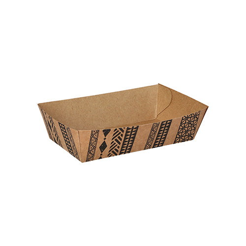 Papstar 1x 400 Snacktrays, Pappe 3,5 cm x 7 cm x 12 cm braun "Maori" mittel