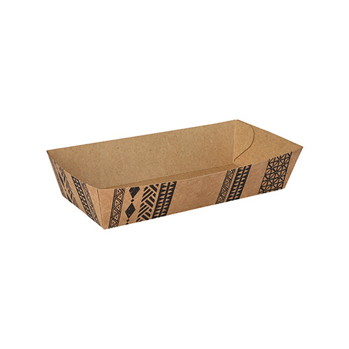 Papstar 1x 500 Snacktrays, Pappe 3,5 cm x 7 cm x 15 cm braun "Maori" extra groß