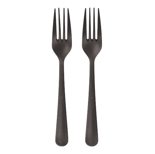 Papstar 600 "Circulware by Haval" Mehrweg-Gabeln extra stabil, Serie: Gaia, PP-MF, schwarz, 19cm in Spenderbox