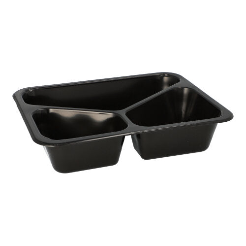 Papstar 20x 20 Mehrweg-Menüschalen PP 3-geteilt 4,5 cm x 22,7 cm x 17,8 cm schwarz