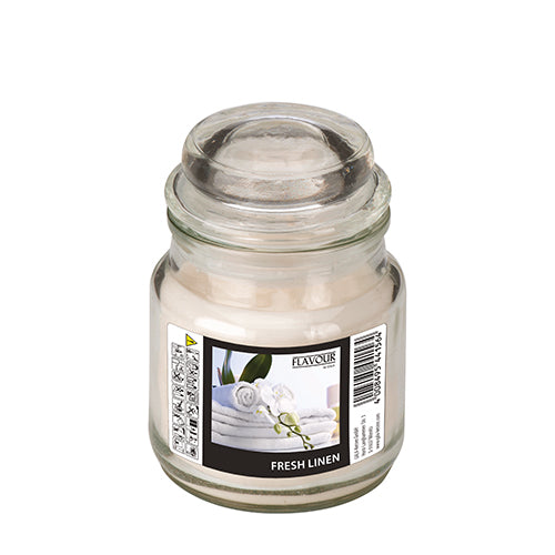 Papstar 6x "Flavour by GALA" Bonbonglas mit Wachsfüllung Ø 60 mm · 85 mm weiss - Fresh Linen