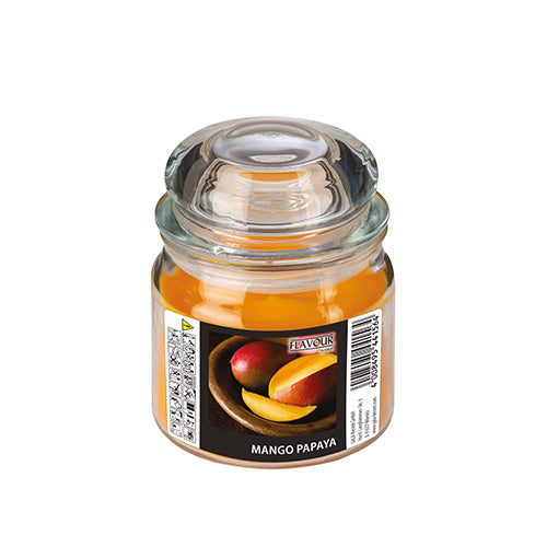 Papstar 4x "Flavour by GALA" Bonbonglas mit Wachsfüllung, MAXI Ø 90 mm · 120 mm pfirsich - Mango-Papaya