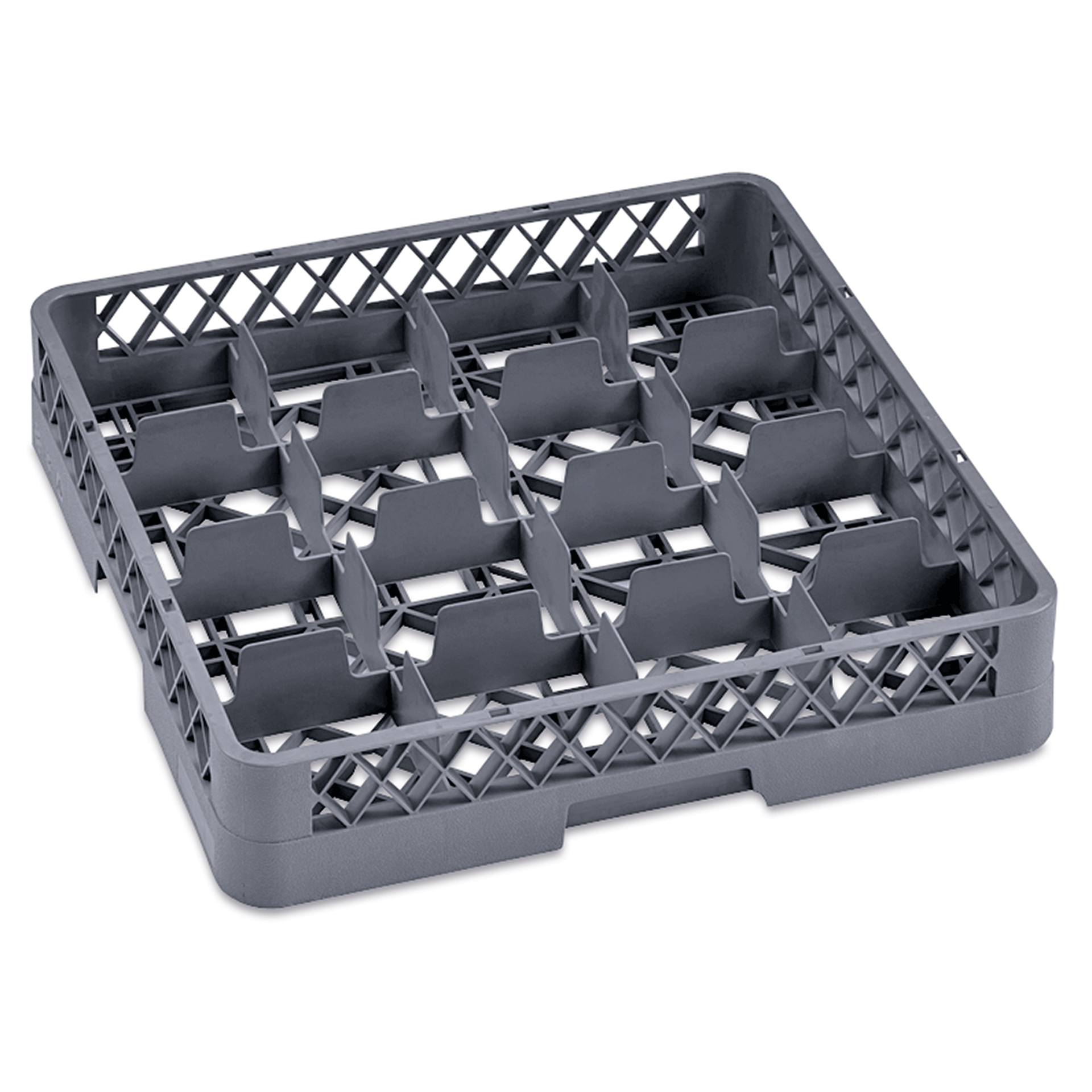 WAS Germany Tassenkorb (16 Einteilungen), Polypropylen, Grau, Serie: Dish Rack 98, Korbmaß: 50x50x10cm (9860016)