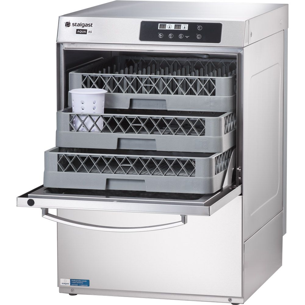 Stalgast Geschirrspülmaschine Aqua A5 inkl. Klarspülmitteldosier-, Reinigerdosier-, Klarspülpumpe, 400V, 6,5kW, 565x680x835mm