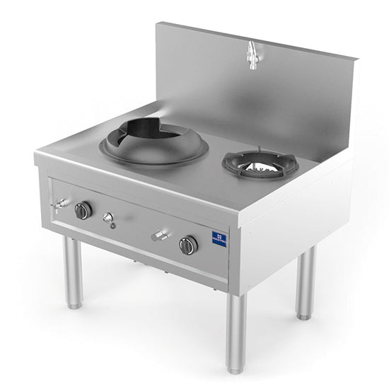 Mastro Gas-Wokkochfeld mit 1 Brenner 27,5 kW + 1 Suppenbrenner 9,2 kW, 1 Wasserhahn
