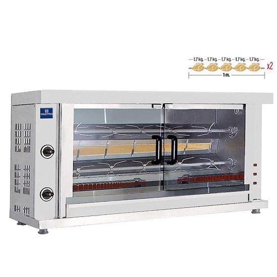 Mastro Gas-Hähnchengrill mit Beleuchtung, 2 Spieße für 8-10 Hähnchen