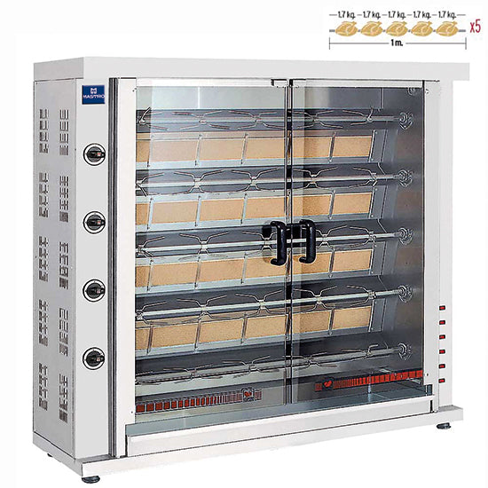 Mastro Gas-Hähnchengrill mit Beleuchtung, 5 Spieße für 20-25 Hähnchen
