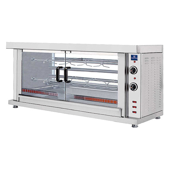 Mastro Elektro-Hähnchengrill mit Beleuchtung, 2 Spieße für 8-10 Hähnchen