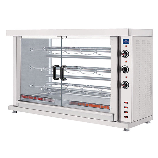 Mastro Elektro-Hähnchengrill mit Beleuchtung, 3 Spieße für 12-15 Hähnchen