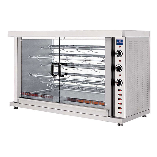 Mastro Elektro-Hähnchengrill mit Beleuchtung, 5 Spieße für 20-25 Hähnchen