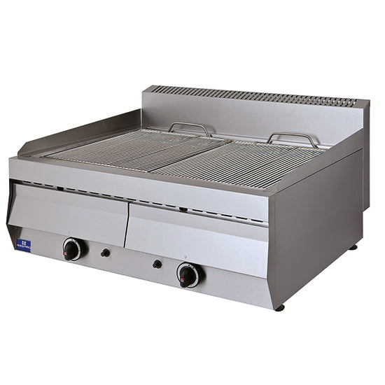 Mastro Gas-Wassergrill (Tischmodell mit 2 Zonen), Edelstahl, Silber, 22kW, 760x700x300mm