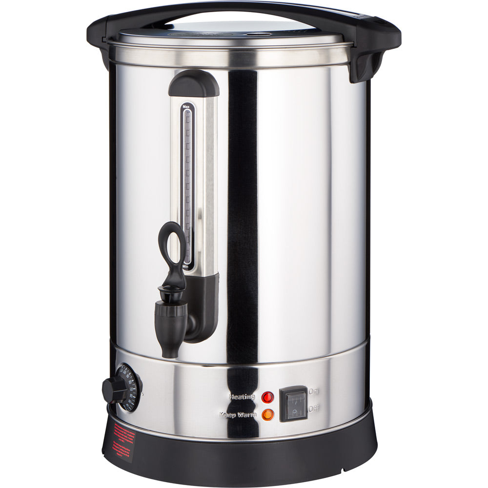 Gredil Heißwasser-Spender (Doppelwandig), Edelstahl, Schwarz und Silber, 2,5kW, 230V, Inhalt: 18L, Durchmesser: 365mm, Höhe: 498mm