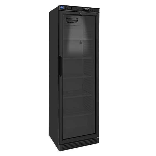 Mastro Getränkekühlvitrine 373 Liter mit Glastür und 5 Roste, +1°/+10°C - Farbe schwarz