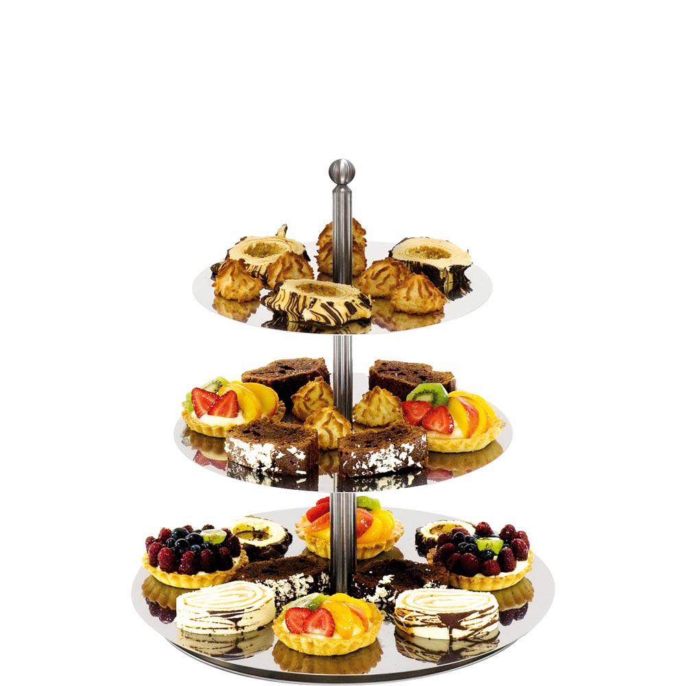 Stalgast Spiegel-Etagere (3-teilig), Edelstahl, Silber, Durchmesser: 230,275,315mm, Höhe: 480mm