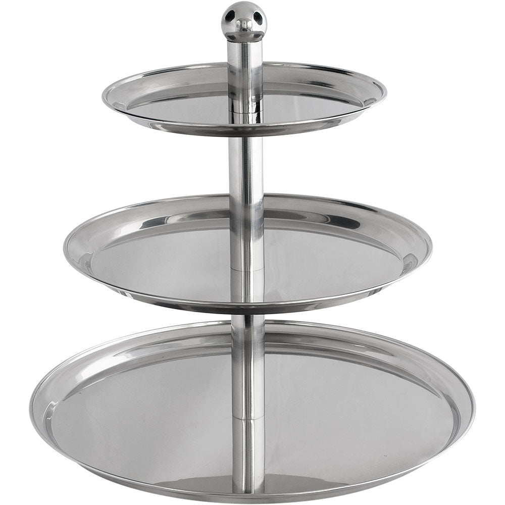 Stalgast Etagere (3-teilig, mit Kugelgriff), Edelstahl, Silber, Durchmesser: 305,405,505mm, Höhe: 500mm