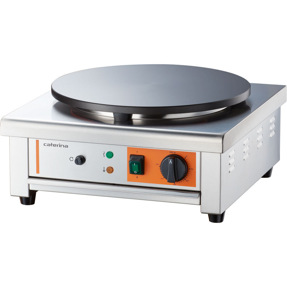 Caterina Crêpe-Gerät (Mit Ø400mm Platte), Edelstahl und Gusseisen, 3kW, 230V, 450x470x220mm