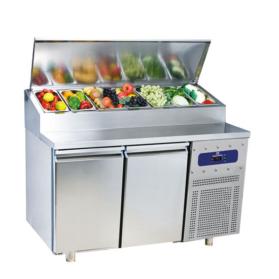 Mastro Kühl-Vorbereitungstisch mit 2 Türen GN 1/1, 7x GN 1/3 H=150 mm, -2°/+8°C