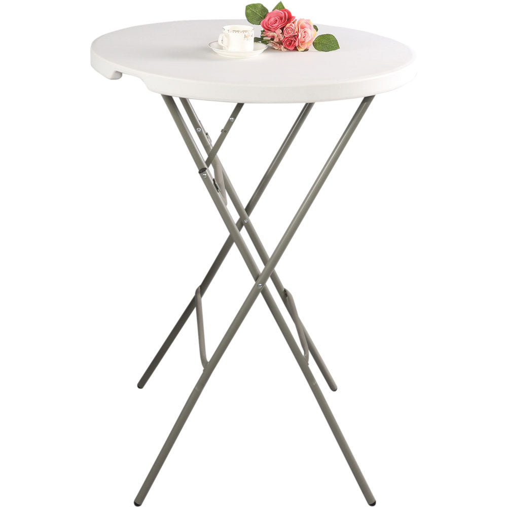 Stalgast Stehtisch (Klappbar), Polyethylen, Grau und Weiß, Rund, Durchmesser: 800mm, Höhe: 1100mm