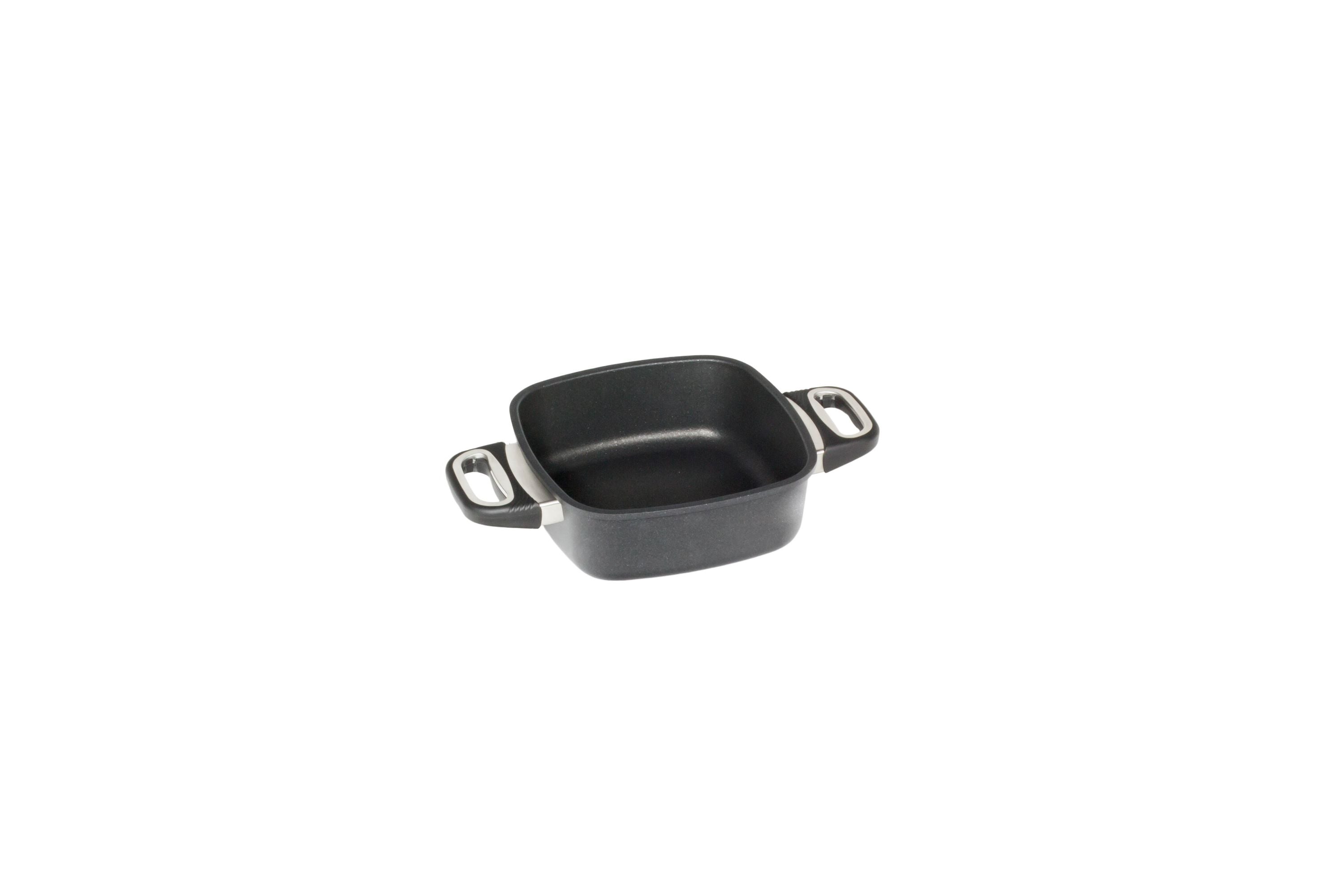 AMT Eckpfanne (Mit Seitengriffen), Aluminiumguss, Schwarz, Abmessungen: 20x20cm, 24x24cm, 26x26cm, 28x28cm