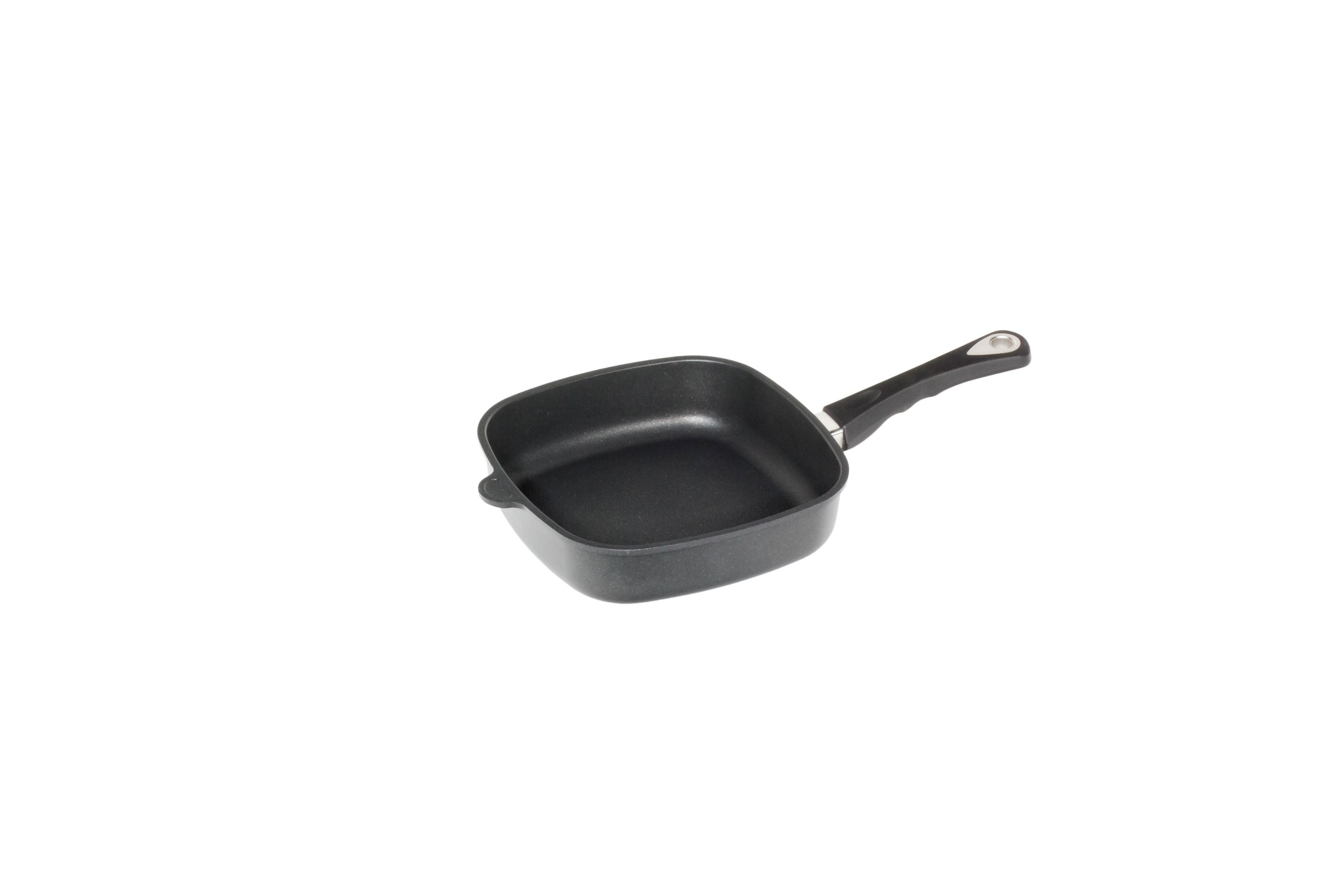 AMT Eckpfanne "Hoch" (Mit festem Stiel), Aluminiumguss, Schwarz, Abmessungen: 24x24cm, 26x26cm