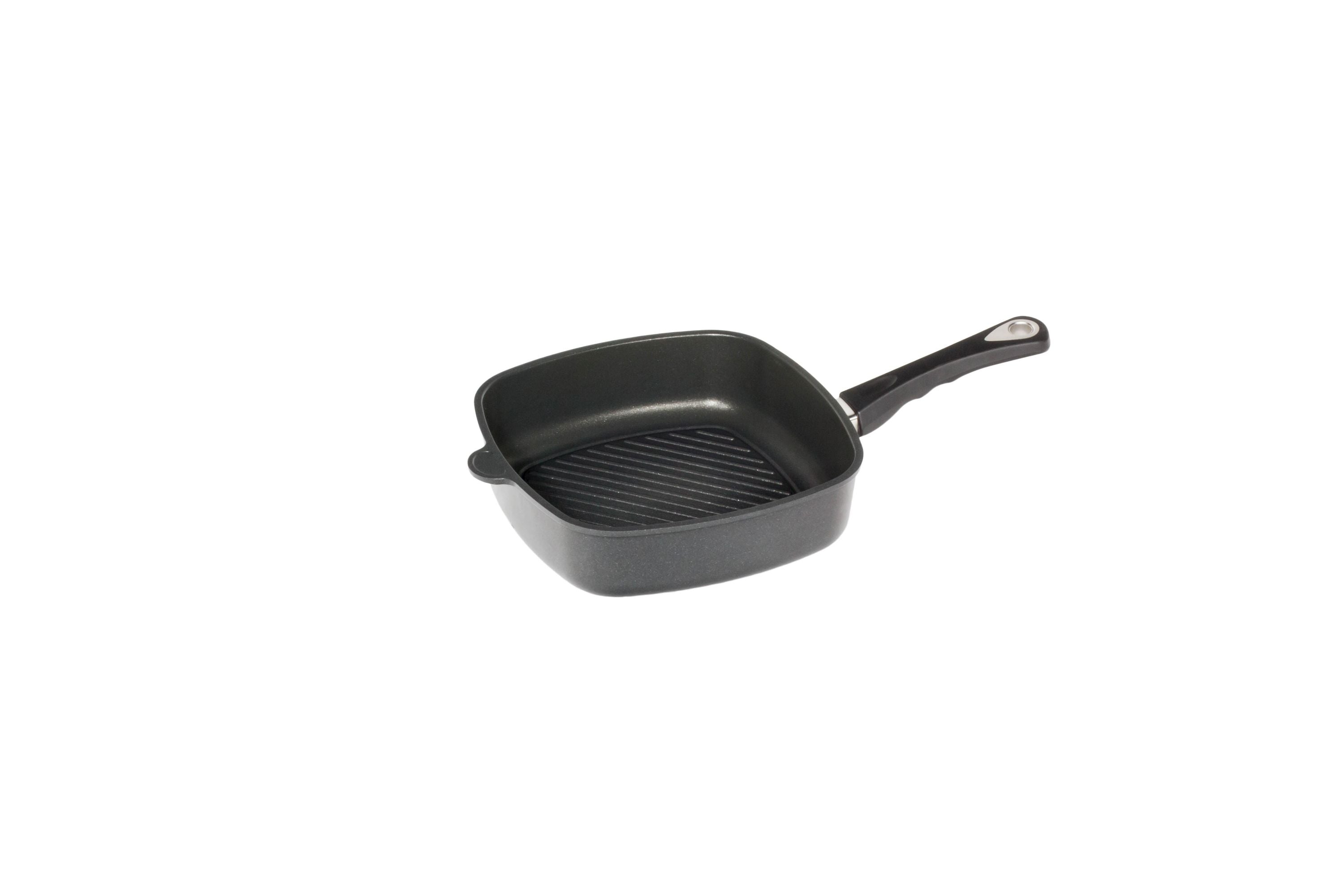 AMT Eck-Pfanne "Hoch" (Mit Grillboden), Aluminiumguss, Schwarz, 26x26cm