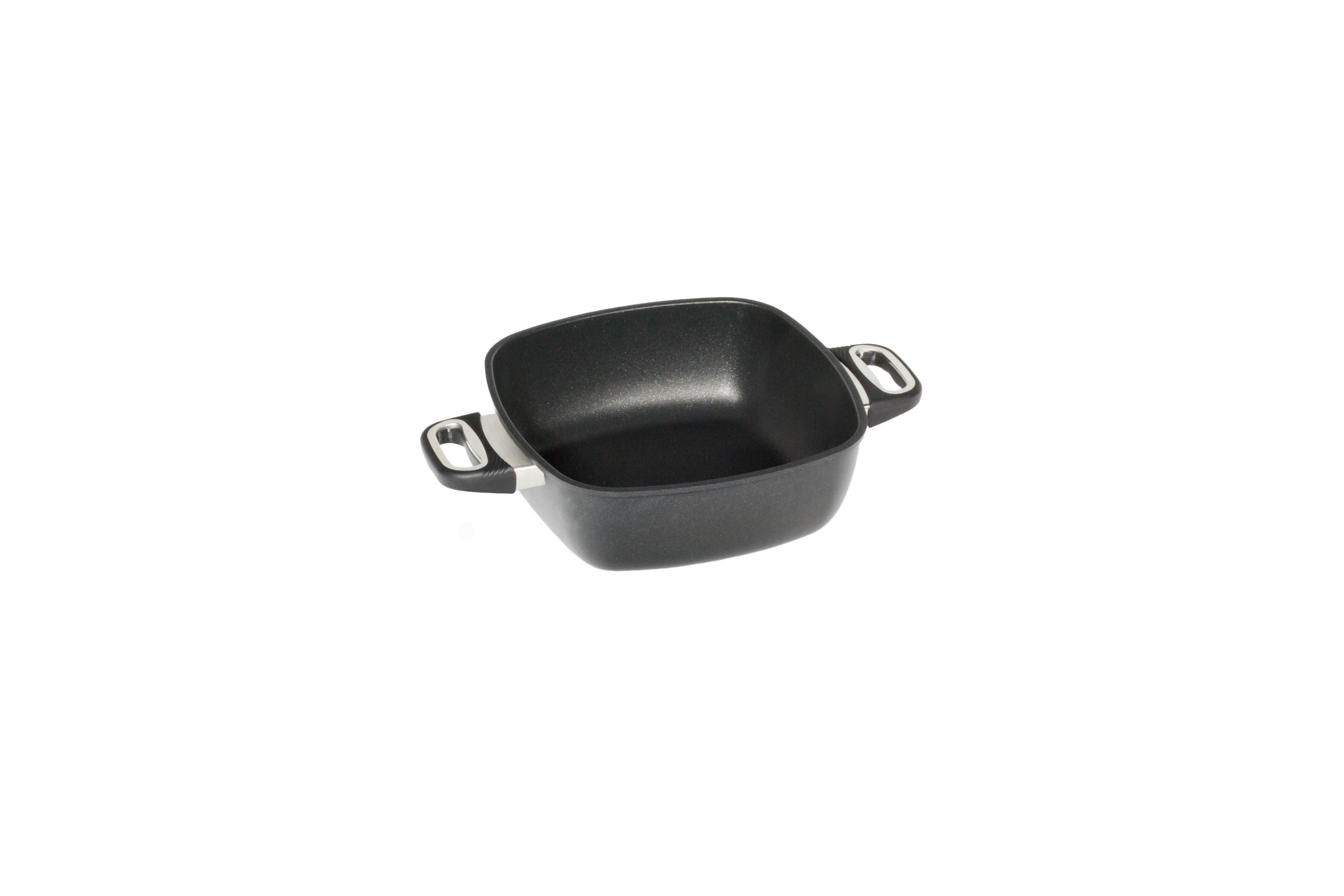 AMT Eckpfanne (Mit Seitengriffen), Aluminiumguss, Schwarz, Abmessungen: 20x20cm, 24x24cm, 26x26cm, 28x28cm