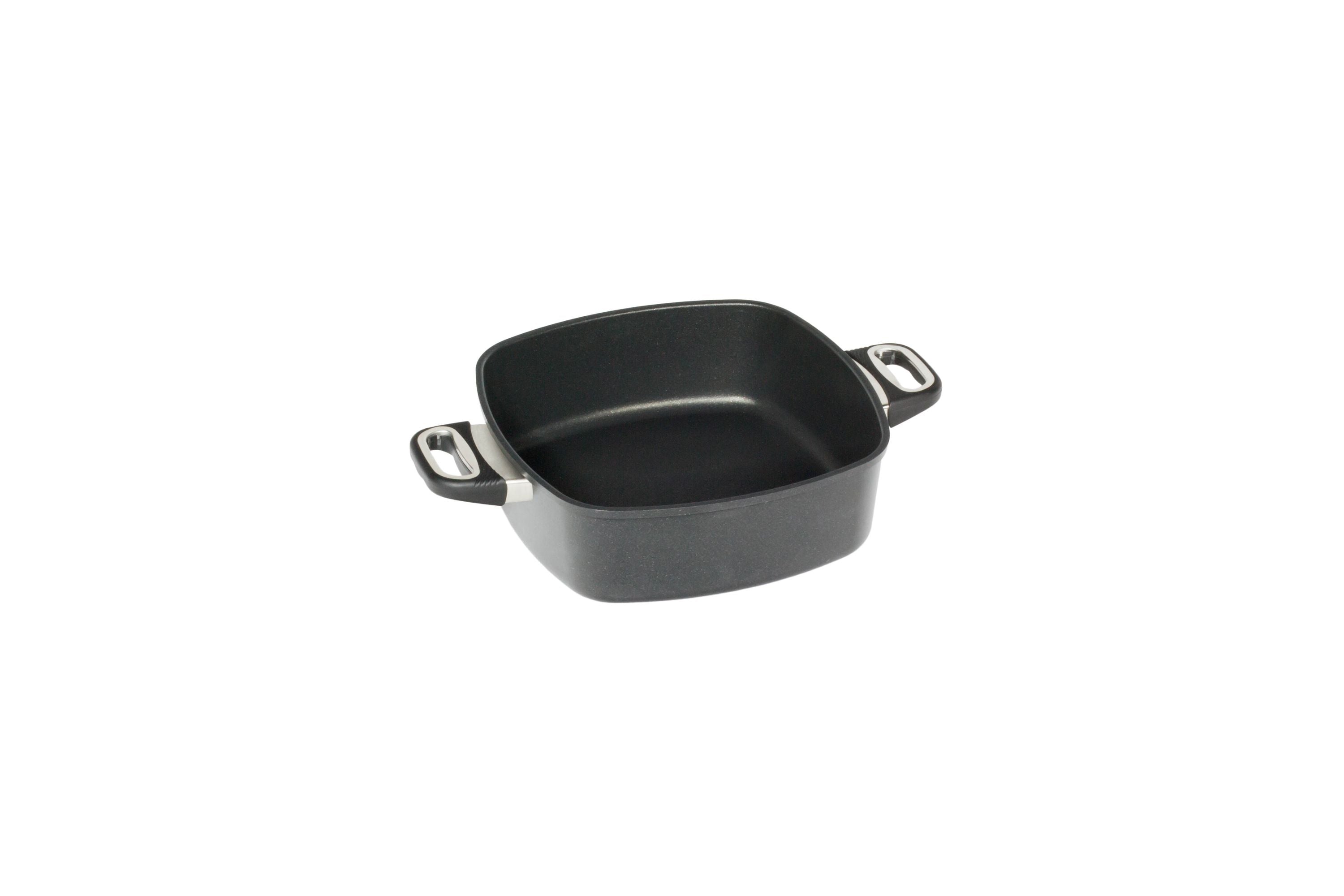 AMT Eckpfanne (Mit Seitengriffen), Aluminiumguss, Schwarz, Abmessungen: 20x20cm, 24x24cm, 26x26cm, 28x28cm