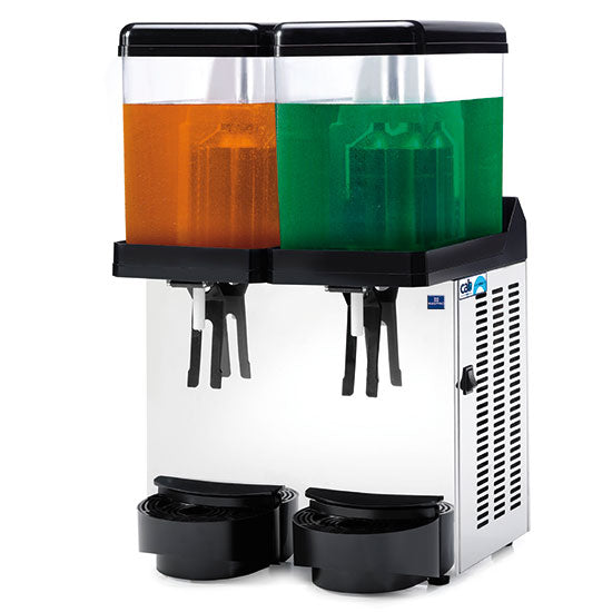 Getränkedispenser (Für Kaltgetränke), Polycarbonat, Silber und Schwarz, 0,25kW, 220-240V, Inhalt: 2x12L, 400x400x650mm