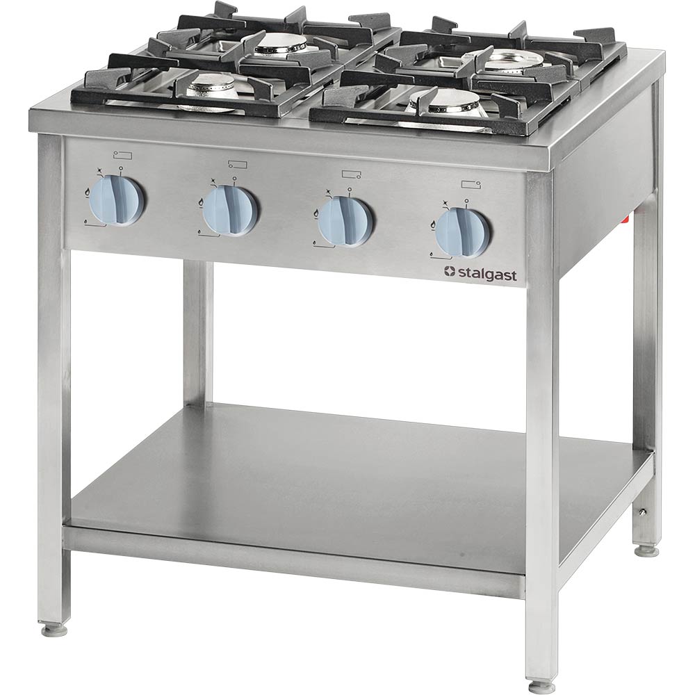 Stalgast Gasherd mit 4-Brenner (3,5+5+2x7kW), Edelstahl, Serie: 700, 800x700x850mm