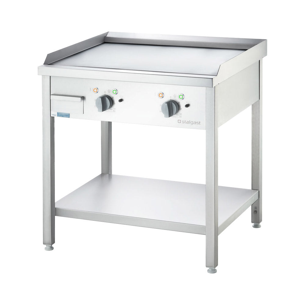 Stalgast Elektro-Griddleplatte (Glatte Grillfläche, als Standgerät - Unterbau offen), Edelstahl, 8,1kW, 400V, 800x700x850mm