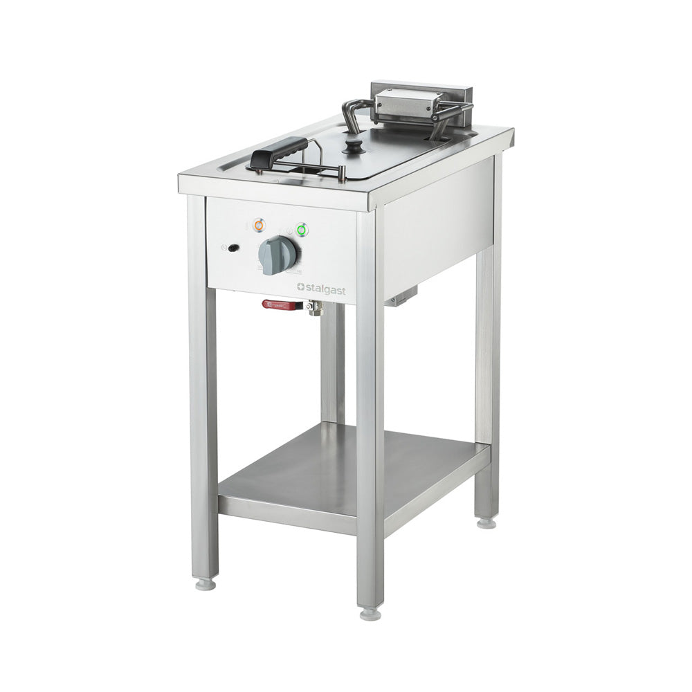 Stalgast Elektro-Fritteuse (Einzelbecken, als Standgerät - Unterbau offen), Edelstahl, 9kW, 400V, Inhalt: 10L, 400x700x850mm