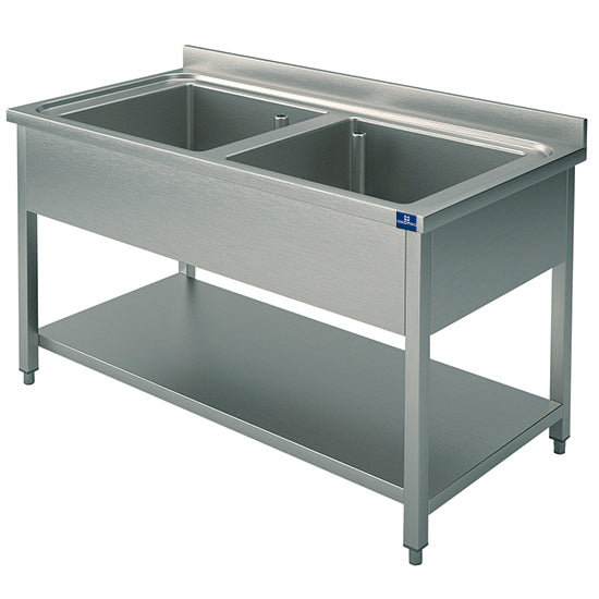 Mastro Spültisch, 2 Becken, auf Beinen, mit Zwischenboden, 1200x600 mm