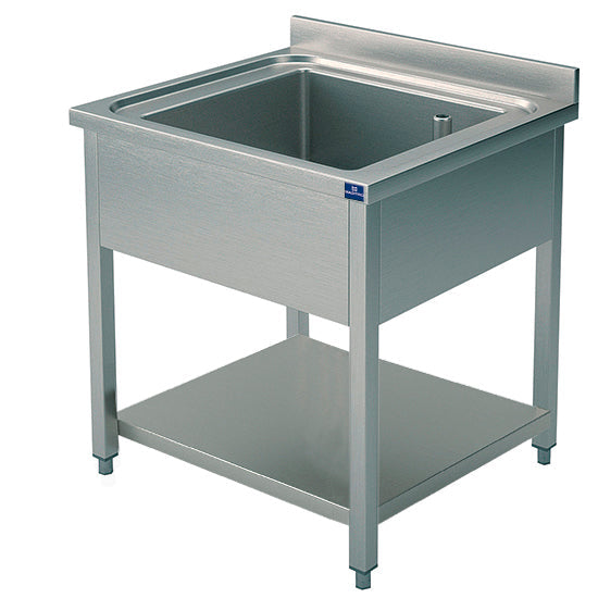 Mastro Spültisch, 1 Becken, auf Beinen, mit Zwischenboden, 800x700 mm