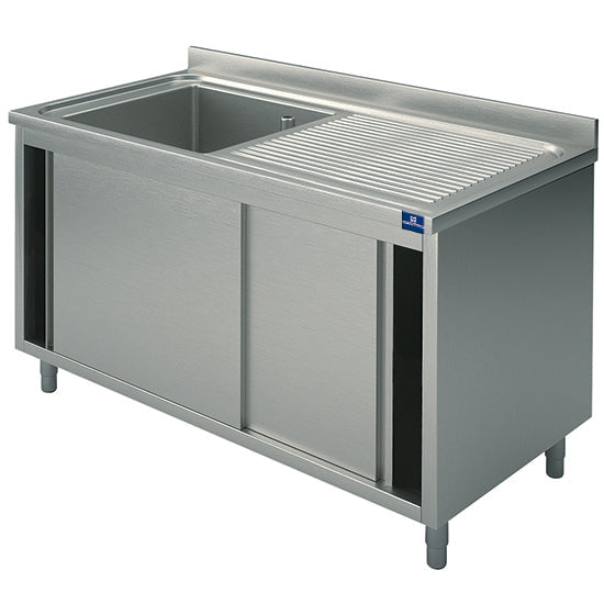 Mastro Spülschrank, 1 Becken, Tropftasse rechts, mit Schiebetüren, 1000x600 mm