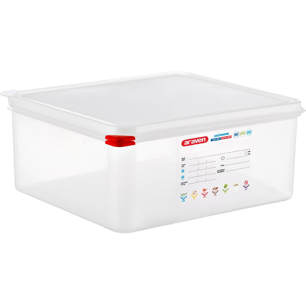 ARAVEN GN-Behälter (GN2/3-150mm, mit Deckel), Polypropylen, Transparent, Inhalt: 13,5L, 325x354x150mm